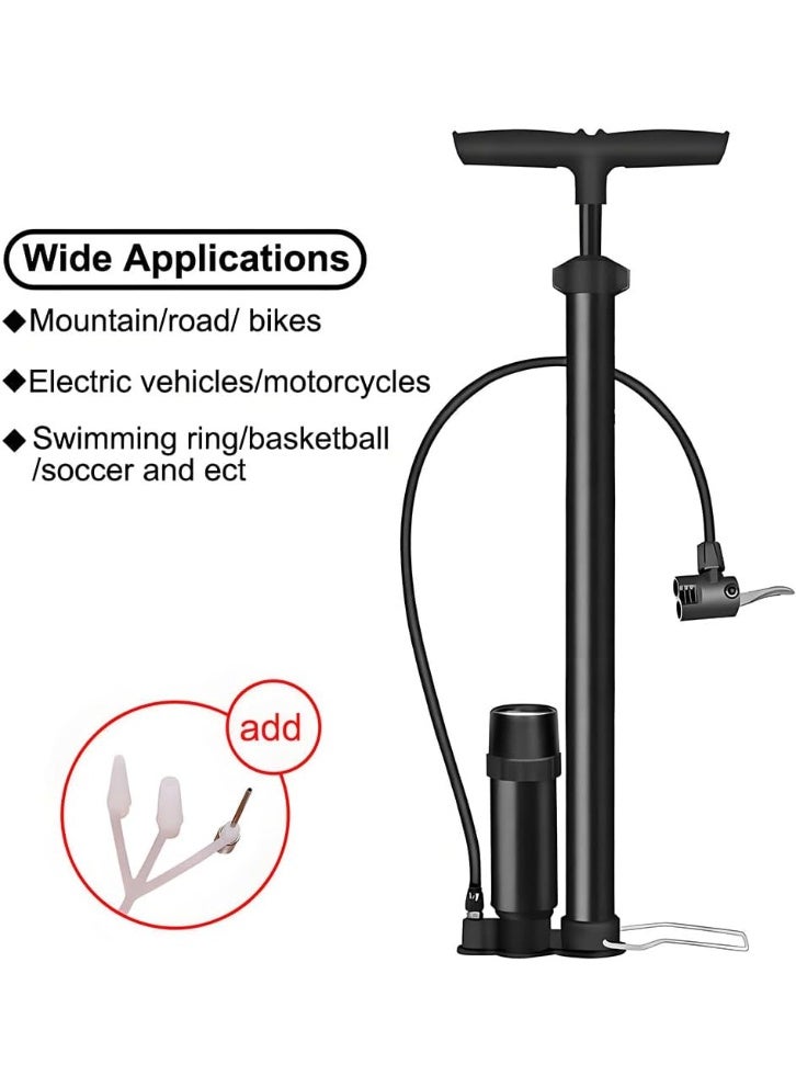 LYNLYN Bike Floor Pump with Pressure Gauge, 160 PSI High Pressure Bicycle, Heavy-Duty Steel Air Pump for MTB Road Bikes, Balls, Balloons and Inflatables - Image 4